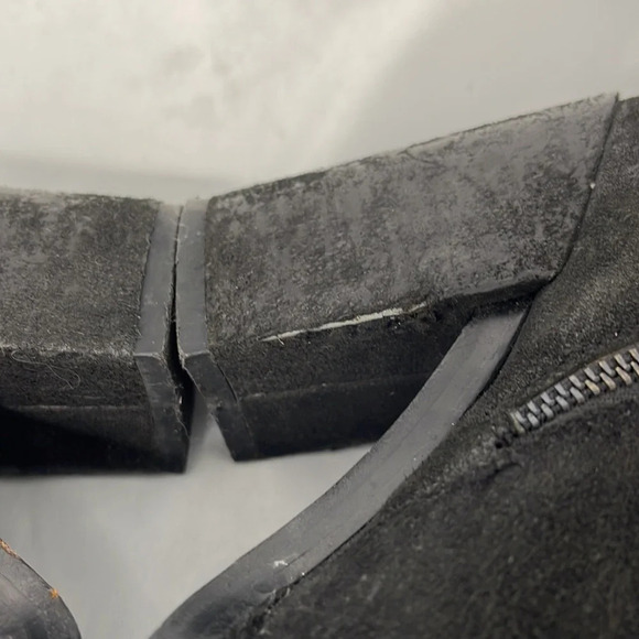 ASH Falcon Harness Moto Ankle Boots Black Brushed Leather Chunky Heels 38 8 - Picture 14 of 15